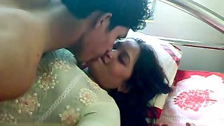 Newly married Indian couple foreplay fun before sex