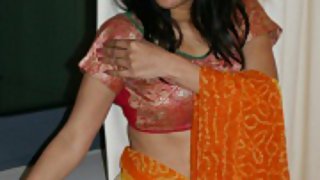 naughty looking kavya sharma showing off in sari