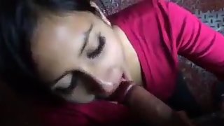 Indian Sexy Babe In Red Top Giving Blowjob