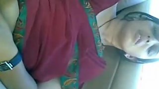 Indian wife in car cleaning her fucked pussy